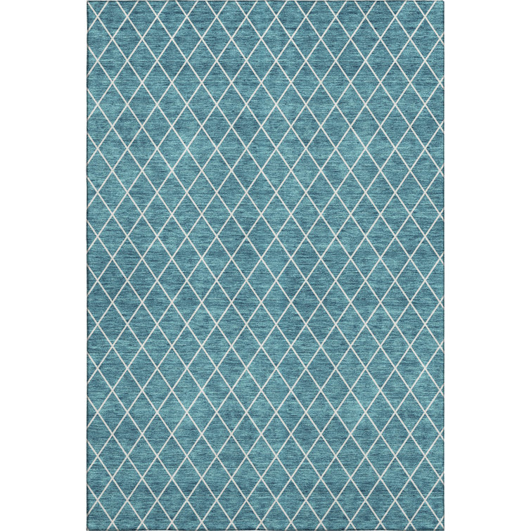 Premium Machine Washable Prisco Teal Rug