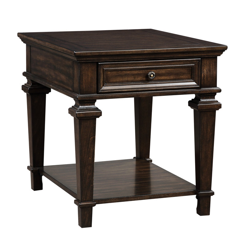 Table de bout Traditional Living Space avec finition en couleur et tiroir en bois