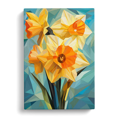 Daffodil Flower Cubism - Wrapped Canvas Print