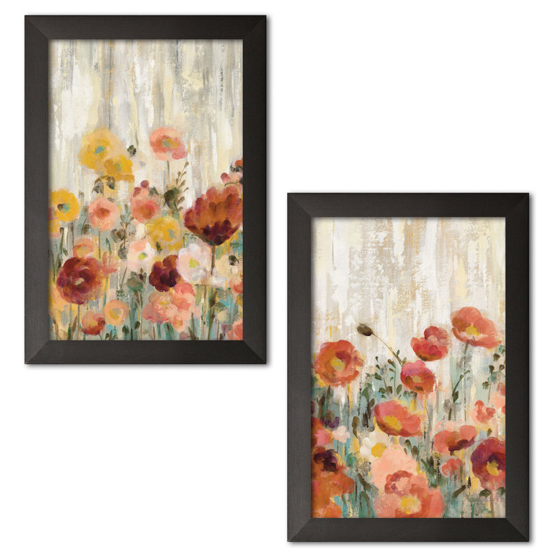 « arrosed fleurs ii & iii épices », ensemble de 2 reproductions de peintures à l’acrylique, Papier avec cadre noir