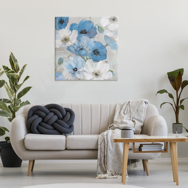 "Mixed Blue & White Blooms", art mural par Sally Swatland, H 30 po x l 30 po