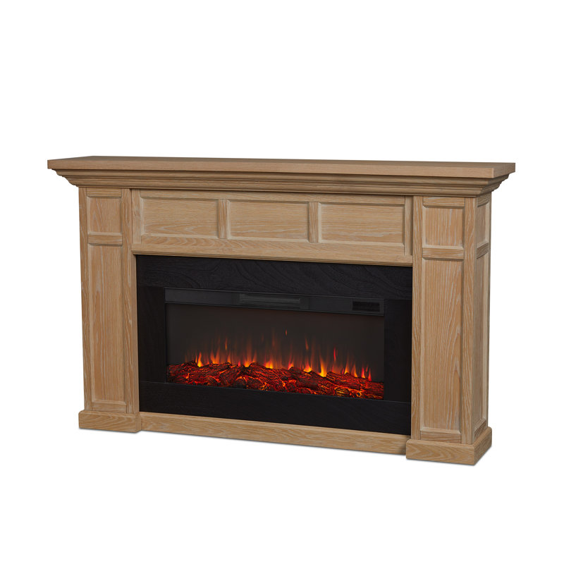 White Oak 75" Electric Fireplace with Mantel