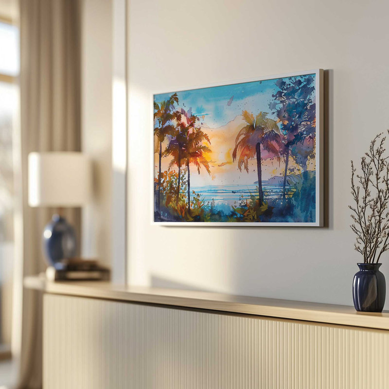 «Sunset Coastline View», reproduction encadrée, H 12,25 po x l 15,25 po, Chrome poli