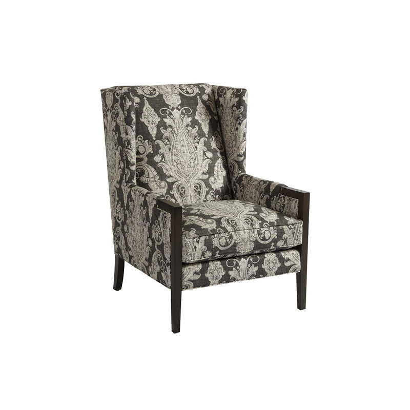 Barclay Butera Upholstery Wingback Chair, Black/Gray