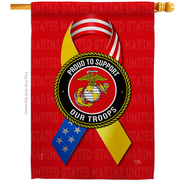 Ensemble de drapeaux en mélange de polyester 40 x 28 po à 2 côtés, Corps des Marines