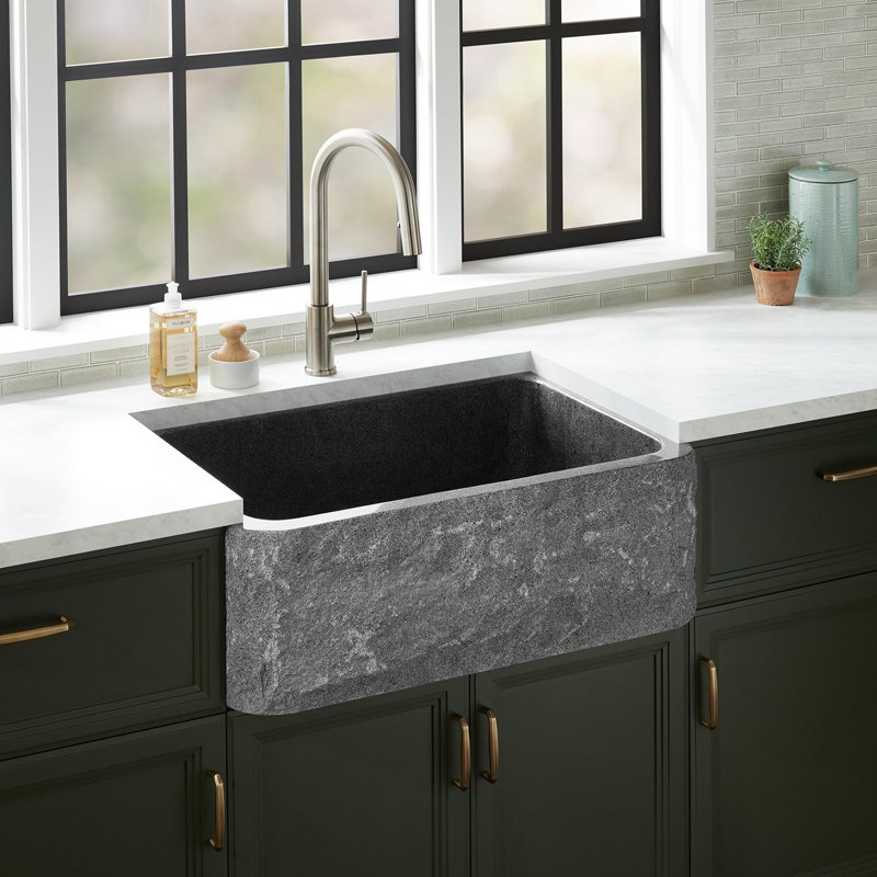 Finbrook 33" L Farmhouse / Apron Kitchen Sink, Blue Gray Granite