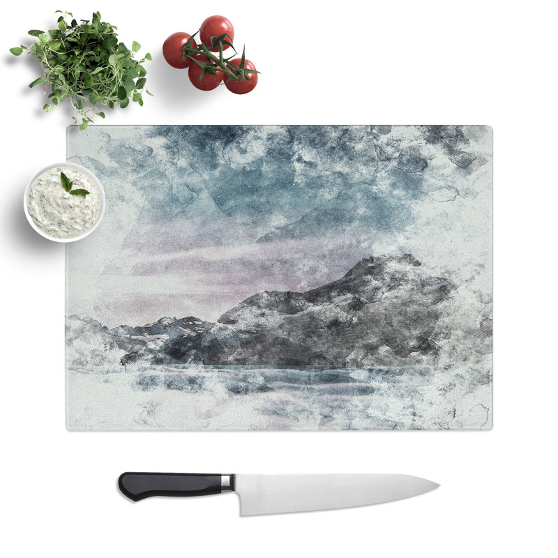 Tempered Glass Mountain River in Italy Chopping Board, 20 cm x 28.5 cm