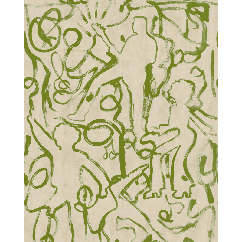 Woodstock Lifestyle Wallpaper Roll, Green/Taupe