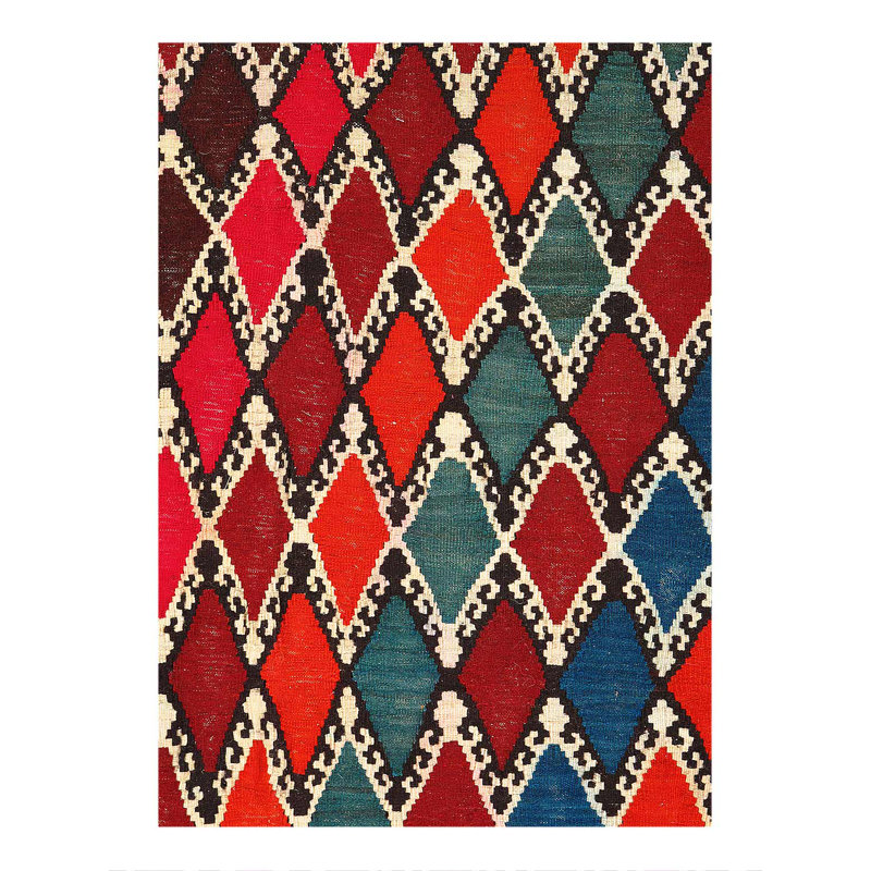 Tissage plat rétro réversible kilim 5 pi 5 po x 9 pi 2 po