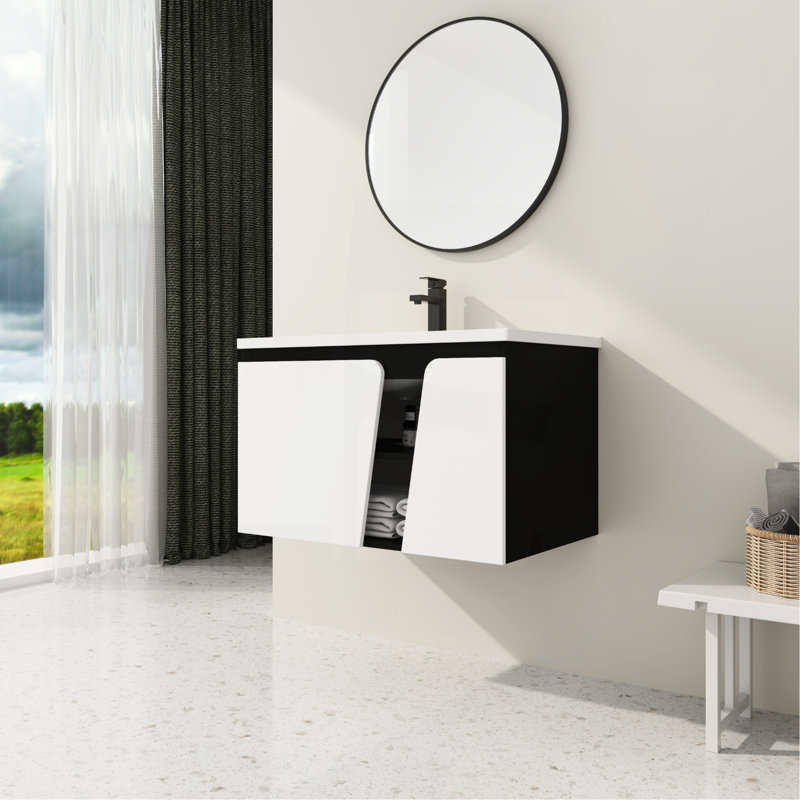 32' Floating Wall-Mounted Bathroom Vanity With Single Sink,& Soft-Close Cabinet Door