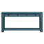 Console rectangulaire en bleu foncé: décor de hall d'entrée avec rangement en bois et couloir