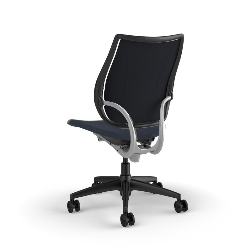 Liberty Ergonomic Task Chair With Upholstered Back, Armless, Slate Blue - 0751, Silver with Black Trim