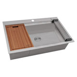 Ruvati 27 x 20 inch RV Workstation Drop-in Topmount Bar Prep Kitchen Sink 16 Gauge Stainless Steel