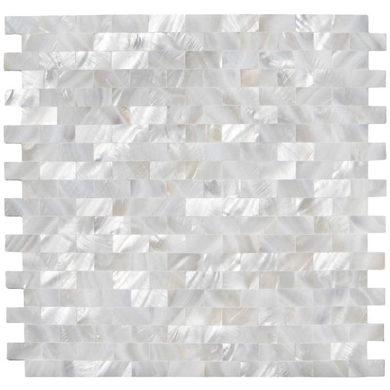 CNK White Brick Groutless Pearl Shell Tile Seamless Iridescent Shell Mosaic for Elegant Wall Designs