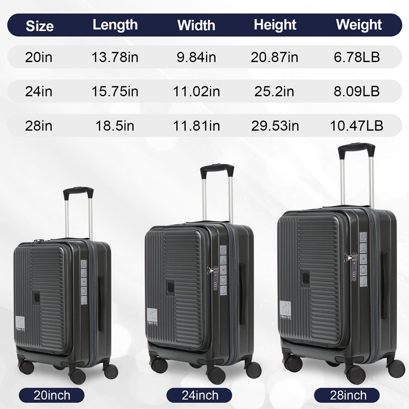 Luggage,with front opening,TSA approved lock,hardshell suitcase, Cement Gray