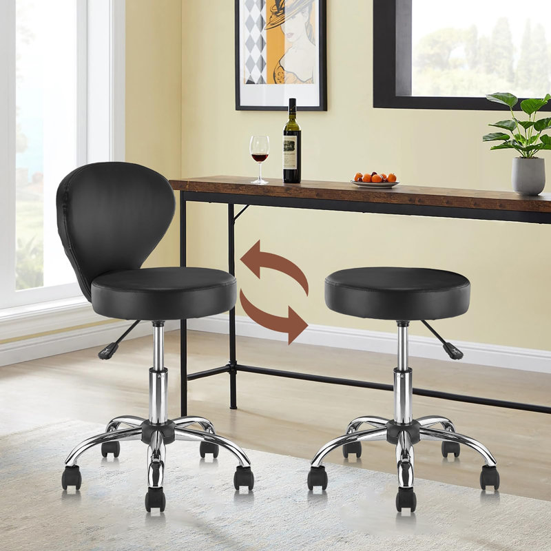 Fauteuil tabouret pivotant en cuir