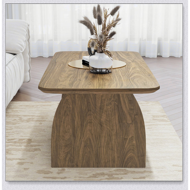 Table basse de salon moderne de 47 pouces avec rangement double couche, coins arrondis et matériau en bois aggloméré pour plus de sécurité et de fonctionnalité