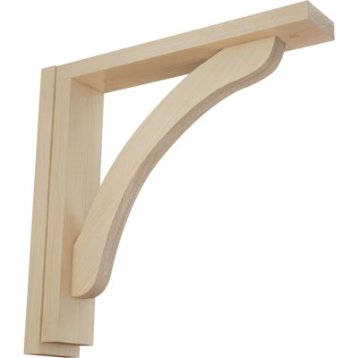 2 1/2"W x 12 3/4"D x 12 1/4"H Reece Shelf Bracket, Rubberwood