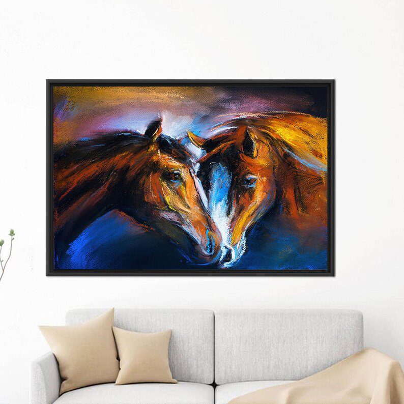 Toile abstraite à motif d'art cheval 3D - cadeau de demoiselle d'honneur parfait ou pièce décorative élégante, Noir