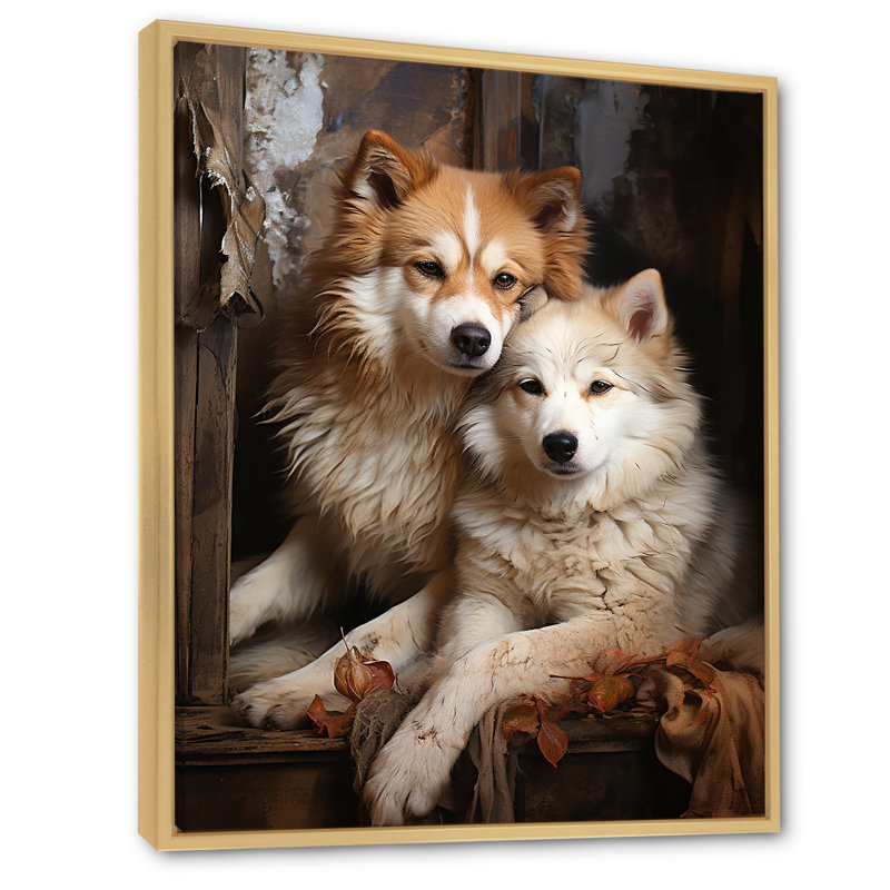 Chien Akita Affection II - impression, H 32 po x l 16 po x P 1 po, Cadre naturel flottant