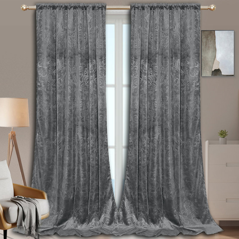 Jekhi Velvet Blackout Pair, Gray, 52" W x 102" L