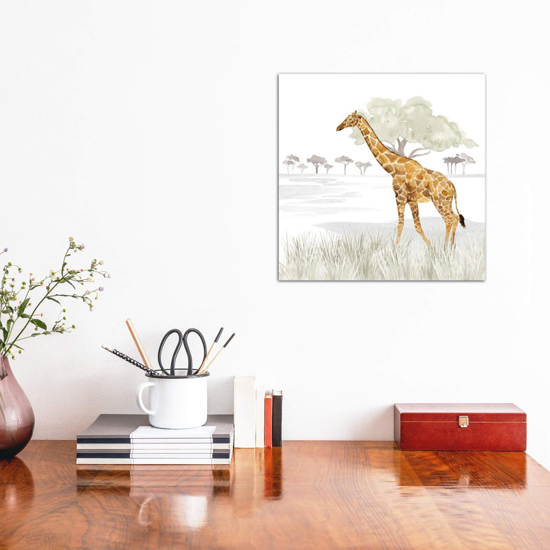 «Serengeti Giraffe Square» par Tara Reed - impression, H 12 po x l 12 po x P 0,75 po, Toile tendue, Pas de tapis