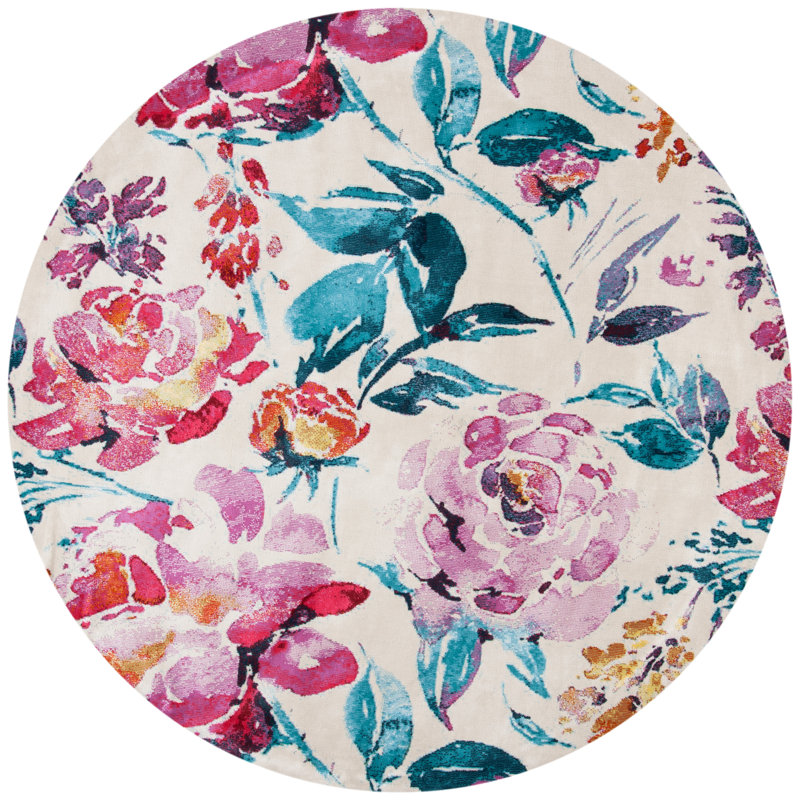 Lillian 300 Performance Floral Rug, Round 6'7"