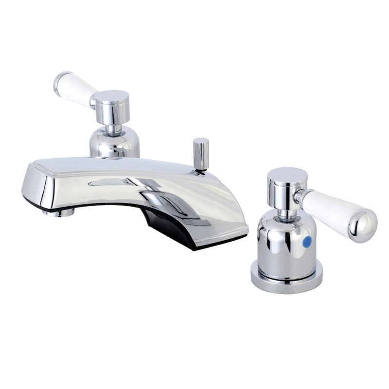 Kingston Brass Paris Two-Handle 3-Hole Deck Mount Widespread Bathroom Faucet with Retail Pop-Up Drain, Polished Chrome