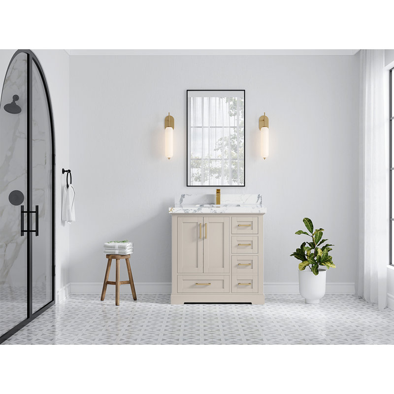 Boston 36 po X P 22 po Meuble-lavabo central D, 2 PO – quartz Calacatta Laza