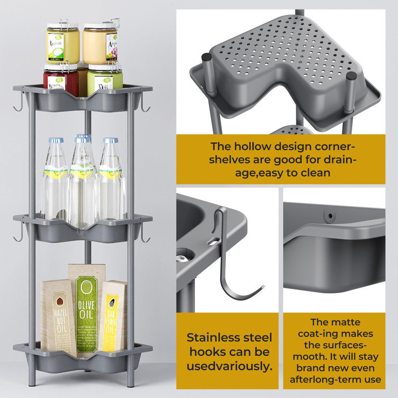 Metal Freestanding Bathroom Shelves, Grey