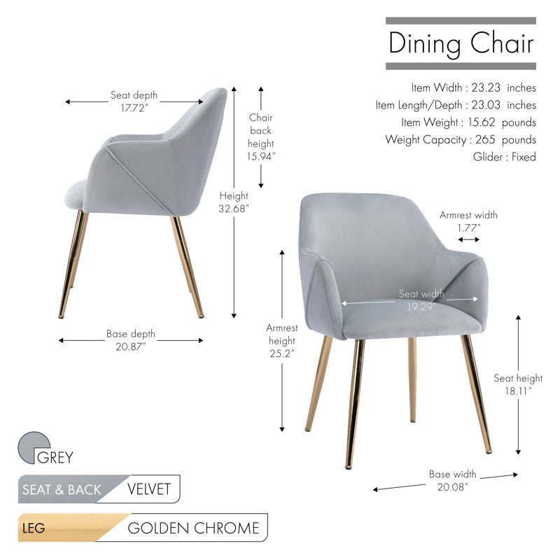 Abdulbaki 46cm H Velvet Upholstered Armchair, Grey