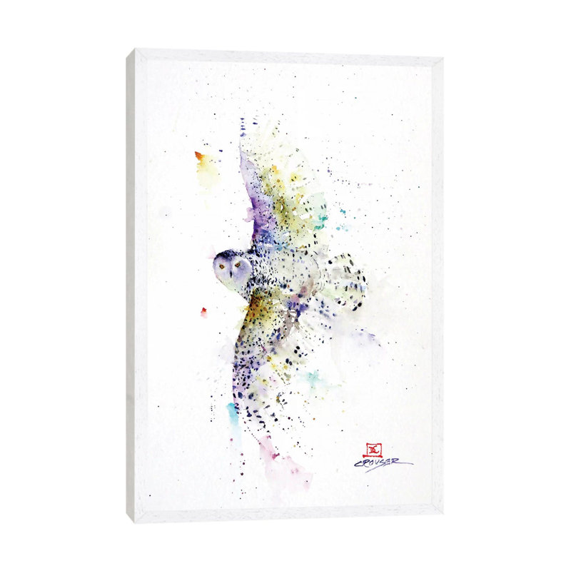 Snowy In Flight by Dean Crouser - Painting on Canvas, 101.6 cm H x 66.04 cm W, White Framed