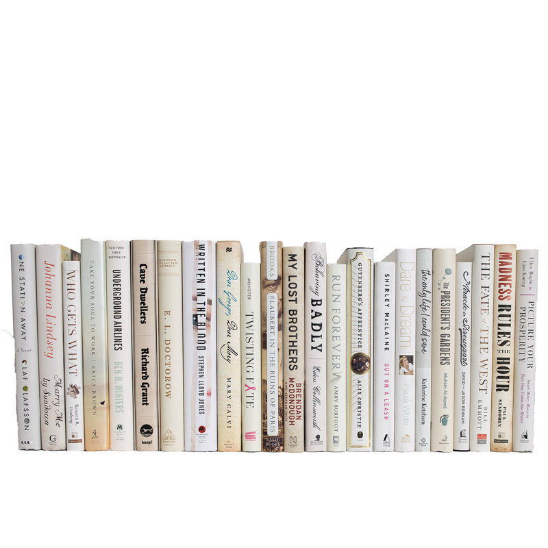 Livres décoratifs - livres de jaquette - livres blanc cassé au pied