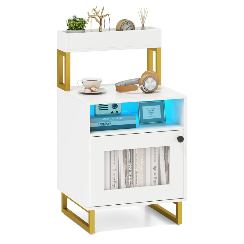45cm W Manufactured Wood Bedside Table, White