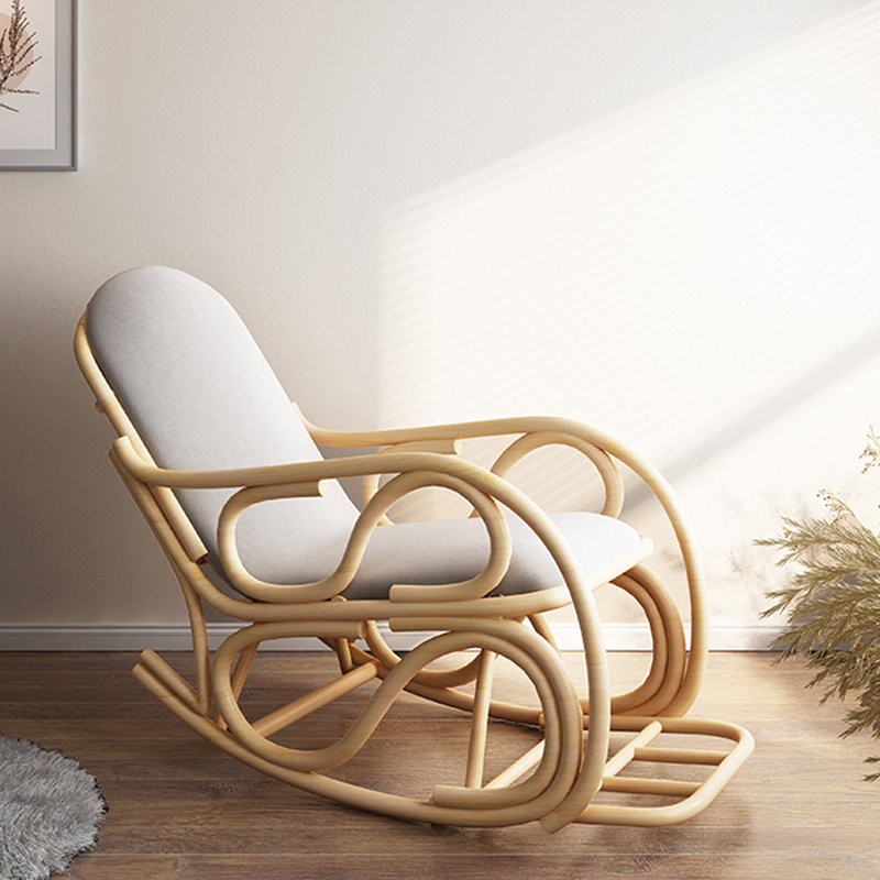 Chaise berçante en rotin naturel tissé