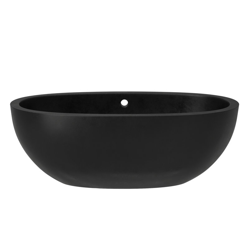 Avalon NativeStone Freestanding Soaking Cement Bathtub, Charcoal, 21" H x 36" W x 62" L