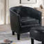 Chaise d'appoint - Repose-pieds rembourré en similicuir noir de style moderne avec dossier rond