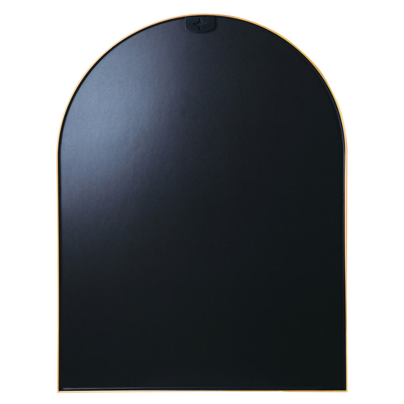 Miroir mural de salle de bain arqué en métal doré 30 po x 36 po - Verre HD de 4 mm, aluminium rouillé, crochets renforcés en aluminium, installation incluse