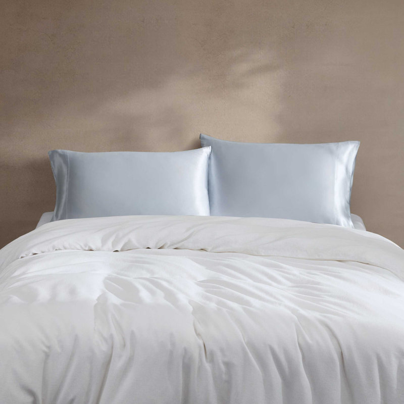 Calvin Klein Mulberry Silk Solid 2 Piece Standard Pillowcase Set, Blue