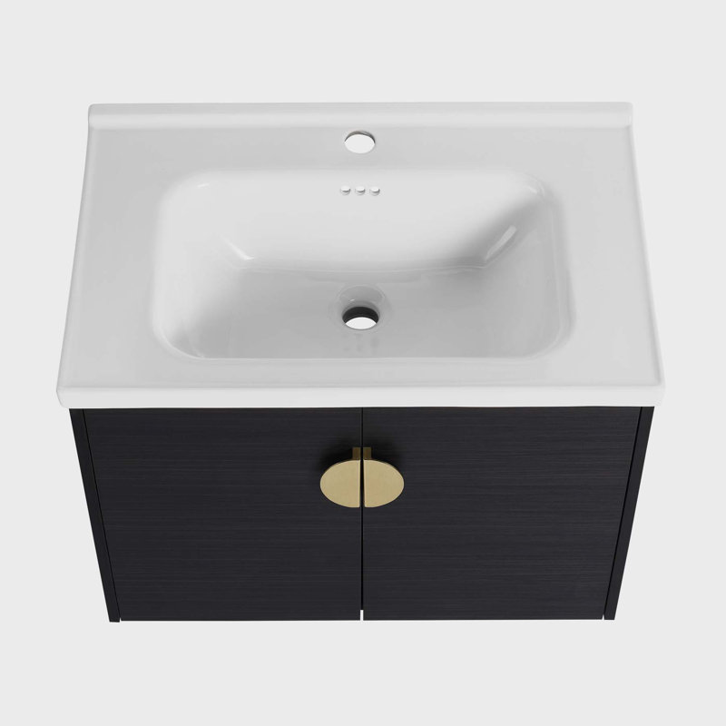 Meuble-lavabo à fermeture en douceur 28 po avec lavabo, pour petite salle de bain