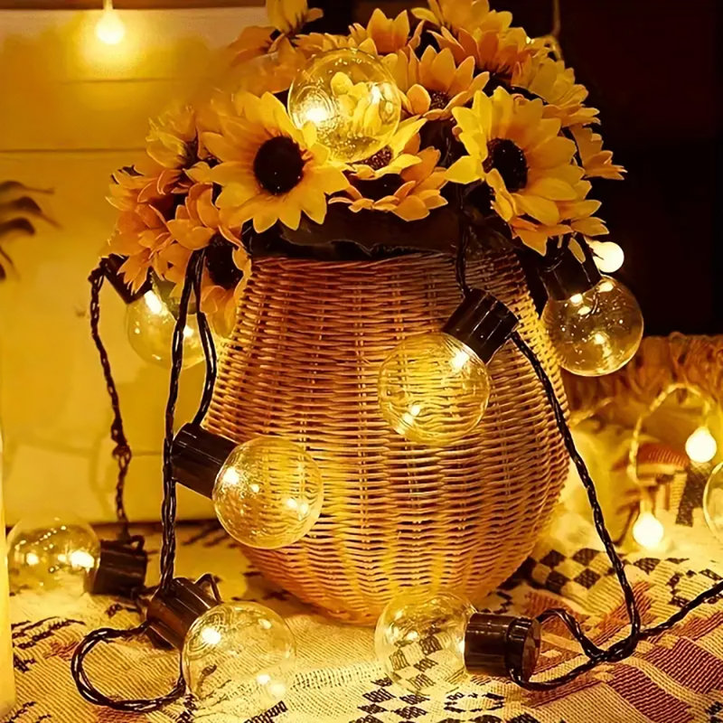 LED Solar Powered Cord String Light, 40 Lamps - 10 Metre Long