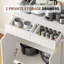 Buffet cannelé, armoire à 2 tiroirs et 2 portes, armoire de rangement à tablettes réglables pour la cuisine, la salle à manger, le vestibule et le salon (2 pièces)-118039133