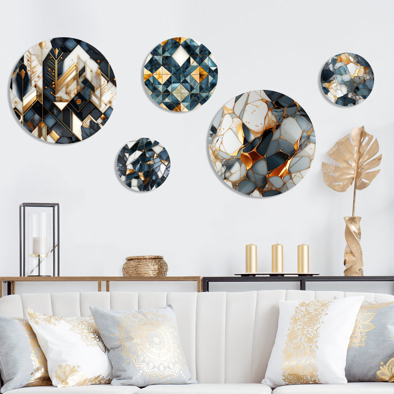 Havant - ensemble d'art mural rond en marbre Glam de 5