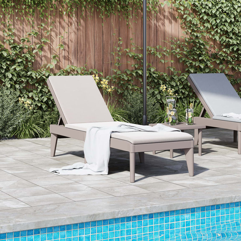 Myrtille 186cm Long Reclining Single Sun Lounger, Cappucino Frame/No Cushion