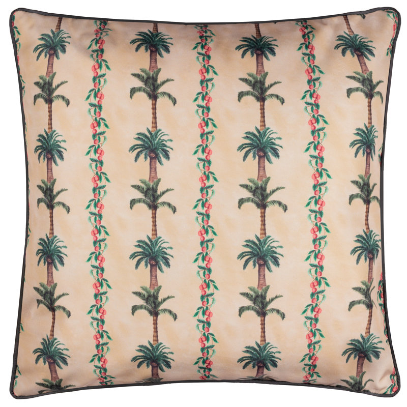 Monkey Palm Indoor / Outdoor Square Cushion, Beige Striped