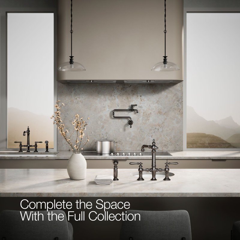 Artifacts® Bridge Faucet with Side Spray, Lever Handle, Vibrant Titanium