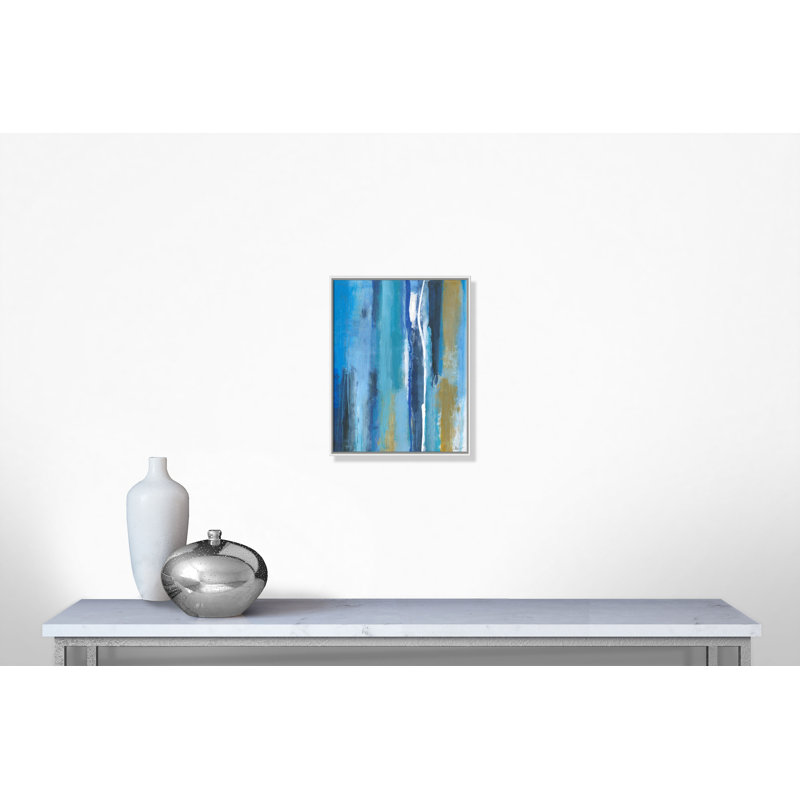 «Rythmic Blues», reproduction d'art sur cadre flottant, H 28 po x l 22 po x P 2 po, Cadre blanc