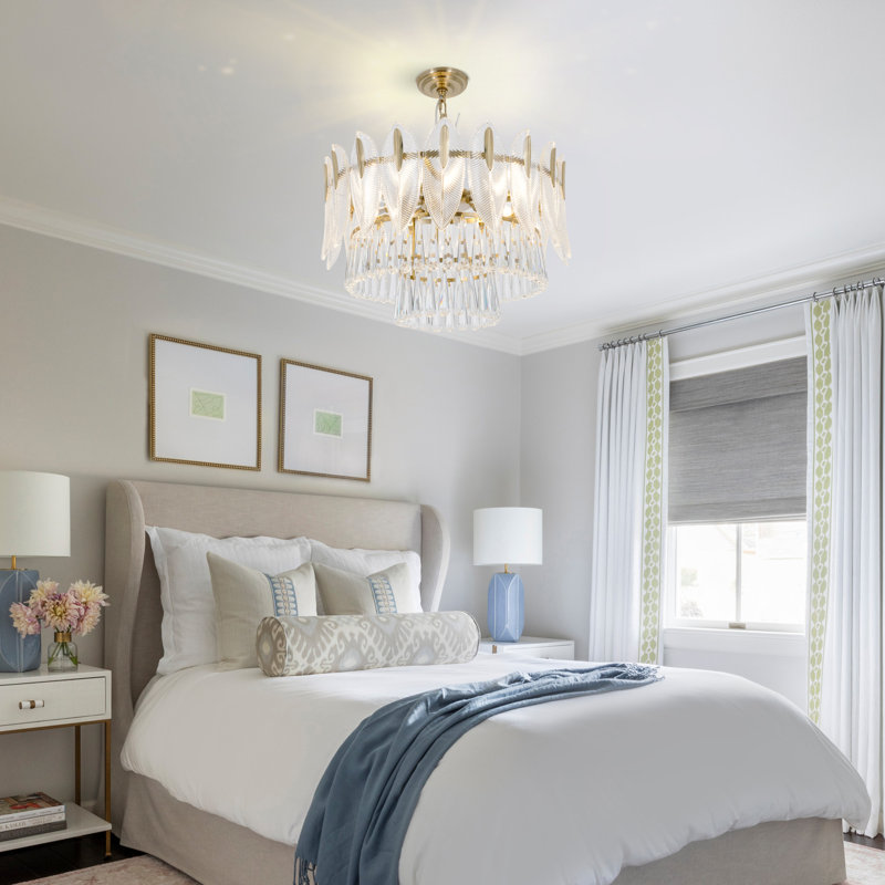 Lustre 9 lumières à intensité variable avec décoration en cristal