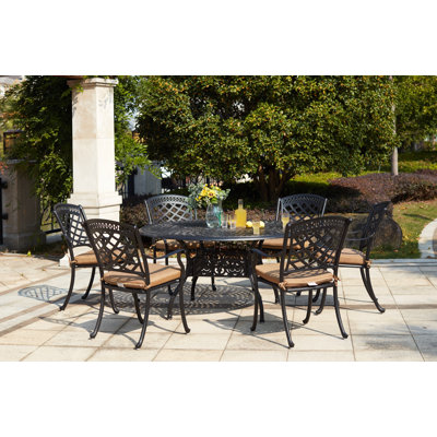 Lenahan 7-Piece Patio Dining Set with Cushions and 59'' Round Dining Table