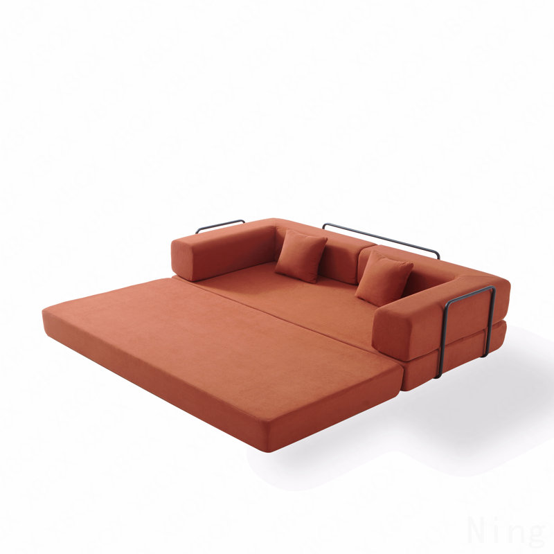 Canapé-lit convertible avec coussin cylindrique, canapé-lit pliant en velours côtelé à structure fixe, canapé-lit de salon pour salon